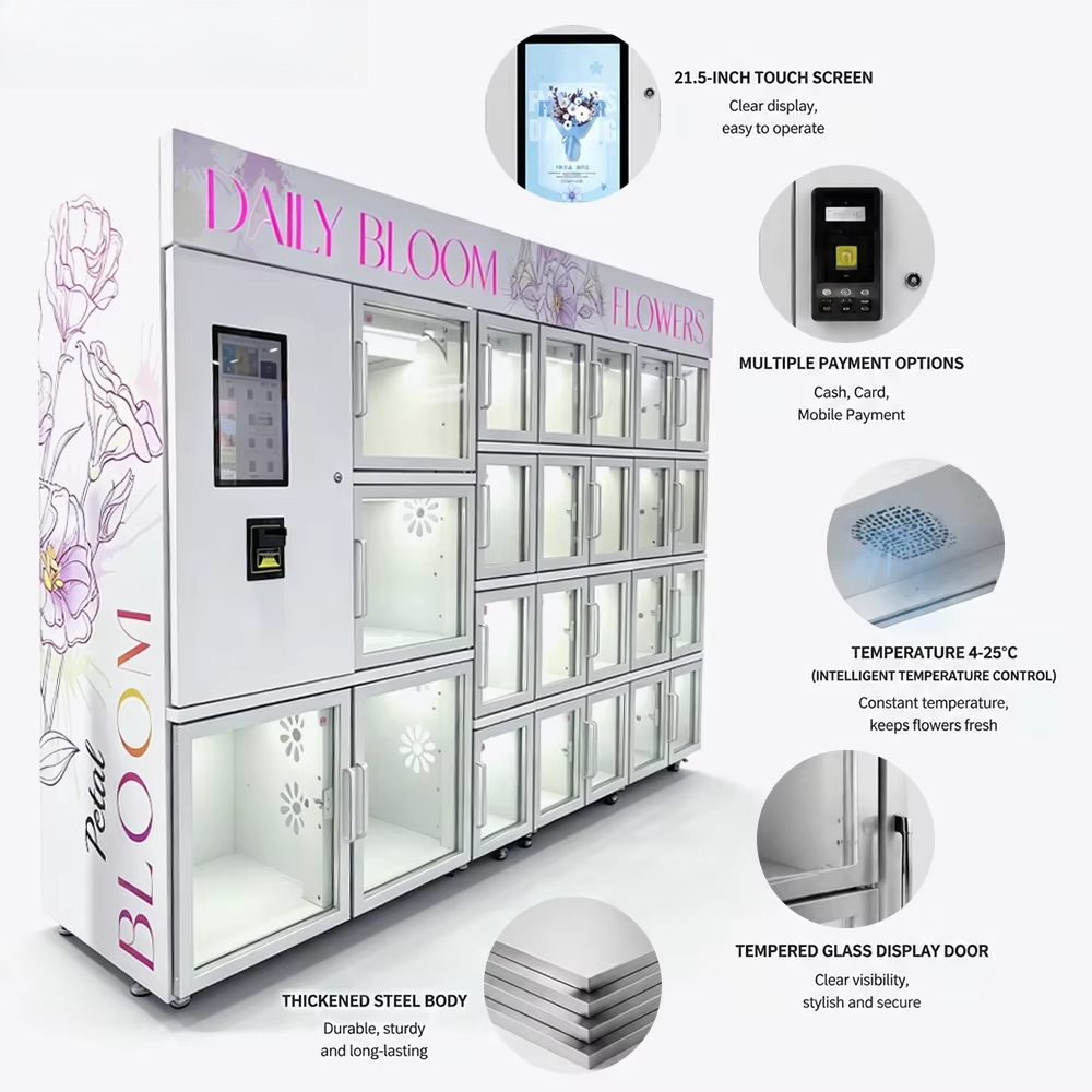 Mesin Penjual Bunga Segar Mini - Vending Machine Qr Code ulasan dan harga